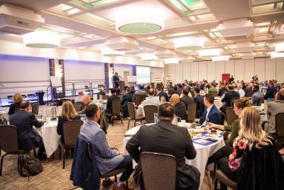 People in a banquet hall